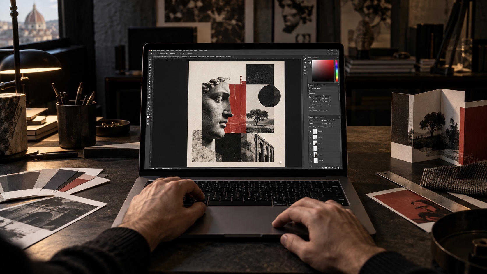MacBook durante il lavoro di visual design